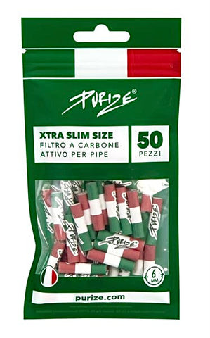 FILTRO AL CARBONE ATTIVO PURIZE, XTRA SLIM ITALY 6MM - Q.tà 50 PZ A BUSTA