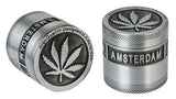GRINDER in zinco CNC  argento / grigio opaco, "Amsterdam - Leaf"